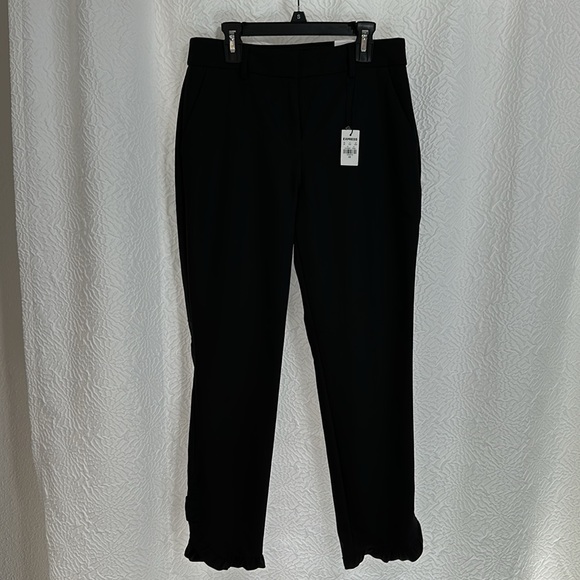 Express columnist ankle ruffle hem stretch dress work slacks trousers pants 2 4 - Picture 2 of 8